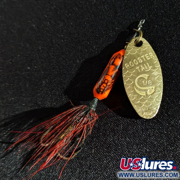 Vintage  Yakima Bait Worden’s Original Rooster Tail, 1/8oz Brass/red spinning lure #17283