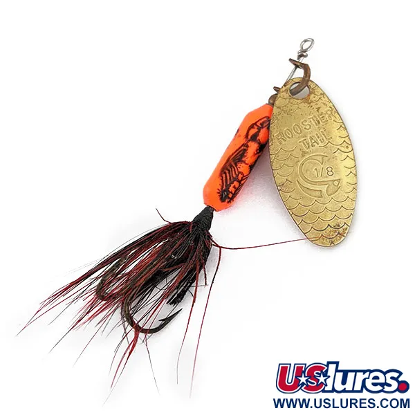 Vintage  Yakima Bait Worden’s Original Rooster Tail, 1/8oz Brass/red spinning lure #17283