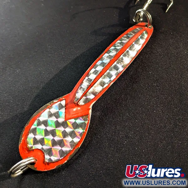 Vintage   Glen Evans Loco 5, 1oz Nickel/Red fishing spoon #17300