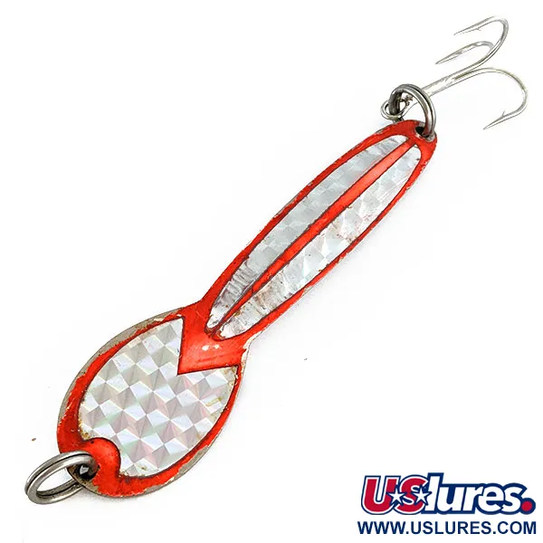 Vintage   Glen Evans Loco 5, 1oz Nickel/Red fishing spoon #17300