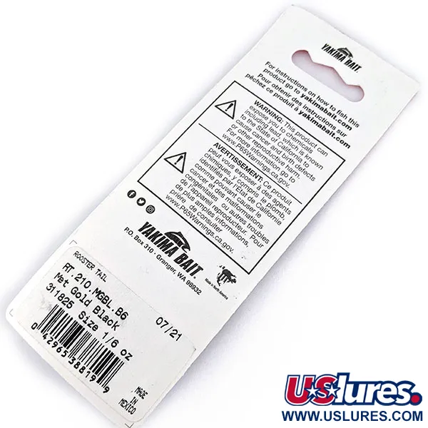  Yakima Bait Worden’s Original Rooster Tail, 3/16oz Gold Black spinning lure #17307