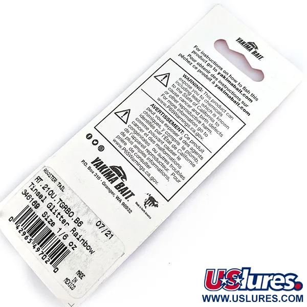  Yakima Bait Worden’s Original Rooster Tail, 3/16oz Glitter Rainbow spinning lure #17308