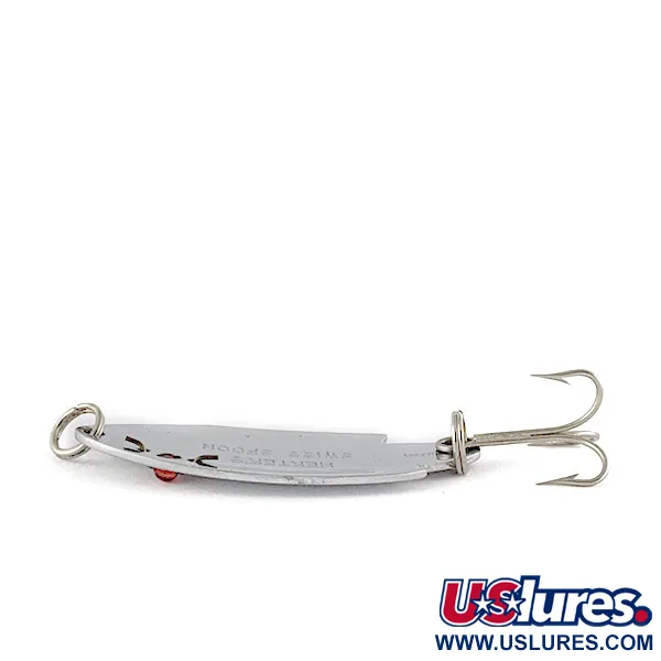 Vintage    Herter's Swiss Spoon (Japan), 1/4oz nickel/red eyes fishing spoon #22132