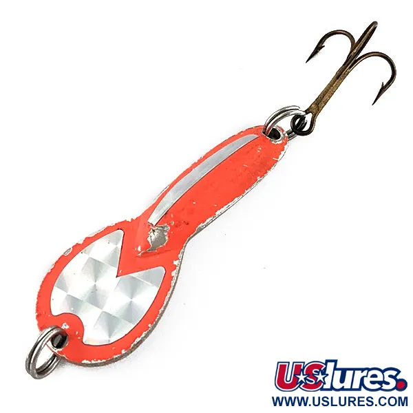 Vintage   Glen Evans Loco 2 UV, 1/4oz Nickel/Orange UV fishing spoon #17461