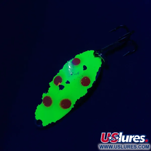 Vintage  Seneca Little Cleo (Hula Girl) UV, 1/3oz Nickel/yellow/red fishing spoon #17564