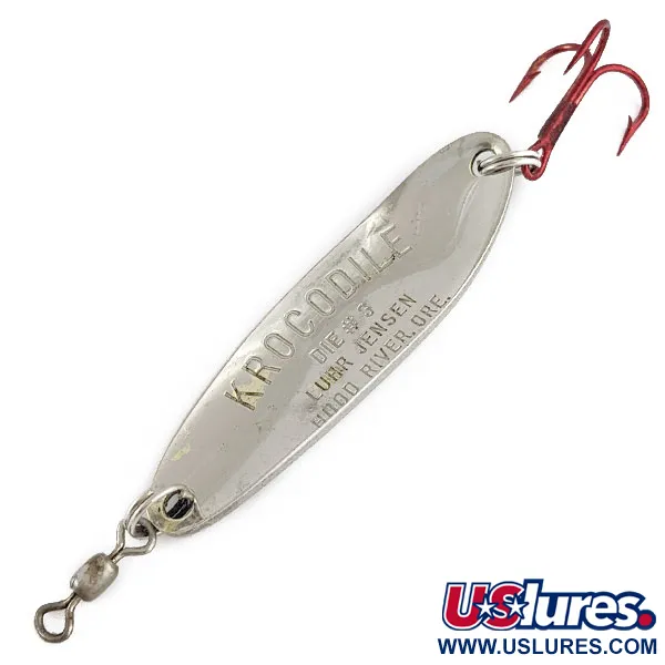 Vintage  Luhr Jensen Krocodile #3, 1/2oz Nickel fishing spoon #17565