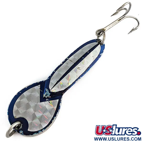 Vintage   Glen Evans Loco 3, 3/5oz Nickel/Blue fishing spoon #17571