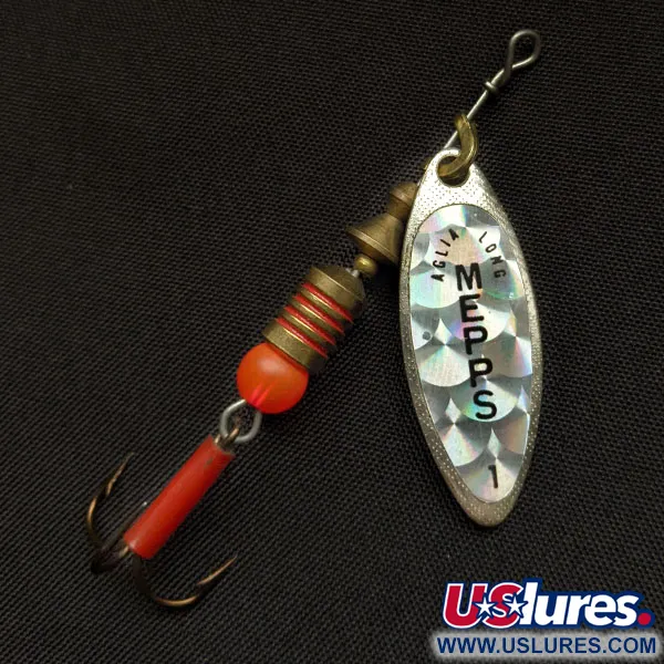 Vintage   Mepps Aglia Long 1, 3/16oz Silver spinning lure #17580