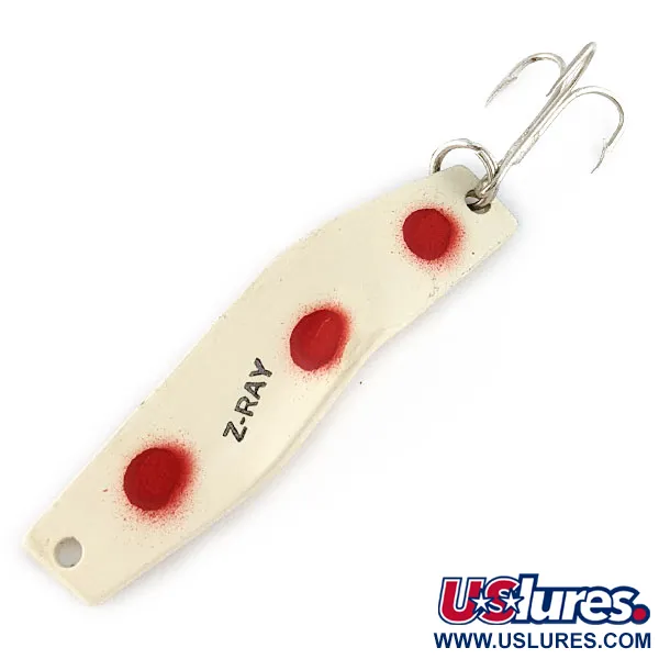 Vintage  Z-RAY Lures Z-Ray, 1/4oz White Red fishing spoon #17608