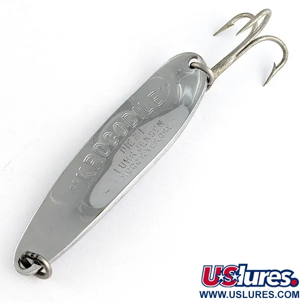 Vintage  Luhr Jensen Krocodile #4, 2/3oz Nickel/blue fishing spoon #17614