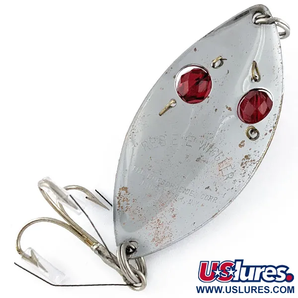 Vintage  Hofschneider Red Eye Wiggler, 1oz Nickel/red eyes fishing spoon #17616