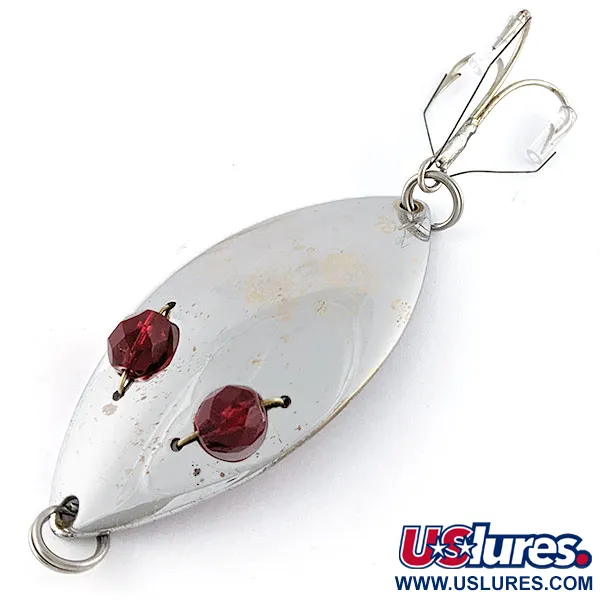 Vintage  Hofschneider Red Eye Wiggler, 1oz Nickel/red eyes fishing spoon #17616