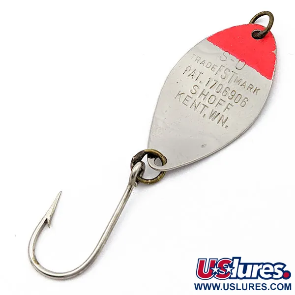 Vintage   Shoff's S-O​, 3/32oz Nickel/Red fishing spoon #17651