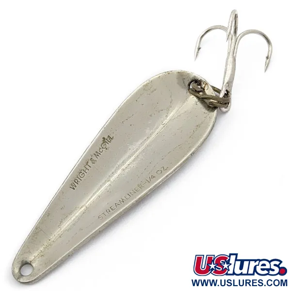 Vintage   Wright & McGill Streamliner, 1/4oz Nickel fishing spoon #17663
