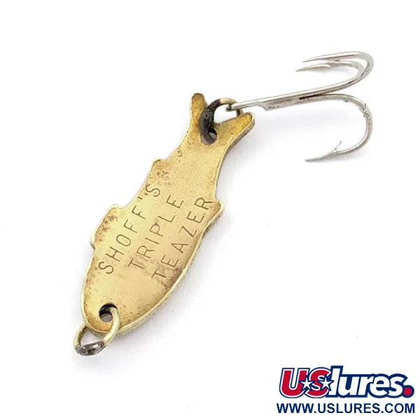 Vintage   Shoff's Triple Teazer, 1/8oz Brass fishing spoon #17679