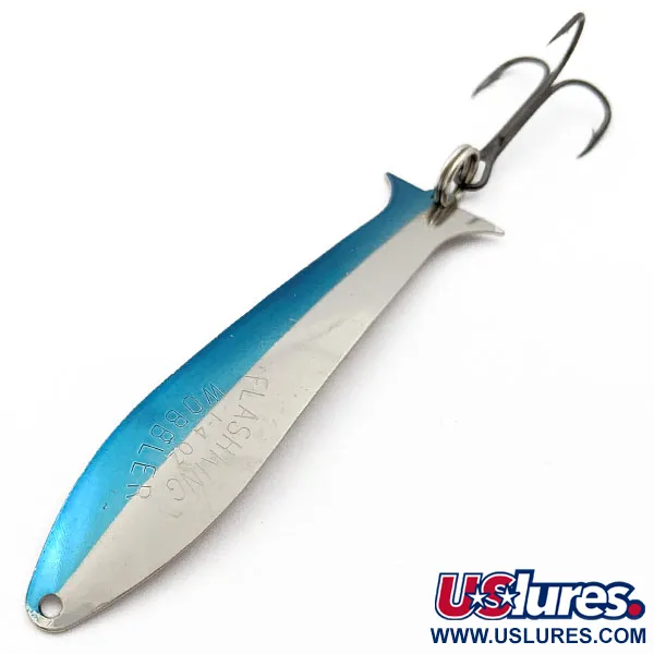 Vintage    ​Acme Flash-King Wobbler, 1/4oz Nickel/blue fishing spoon #17680