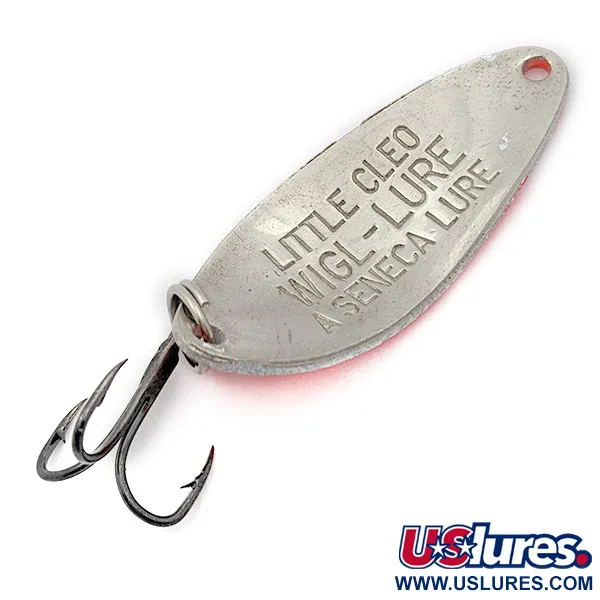 Vintage   Seneca Little Cleo, 1/4oz Nickel/White/Orange UV fishing spoon #17688