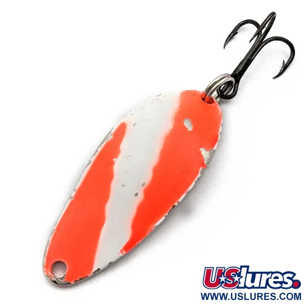 Vintage   Seneca Little Cleo, 1/4oz Nickel/White/Orange UV fishing spoon #17688