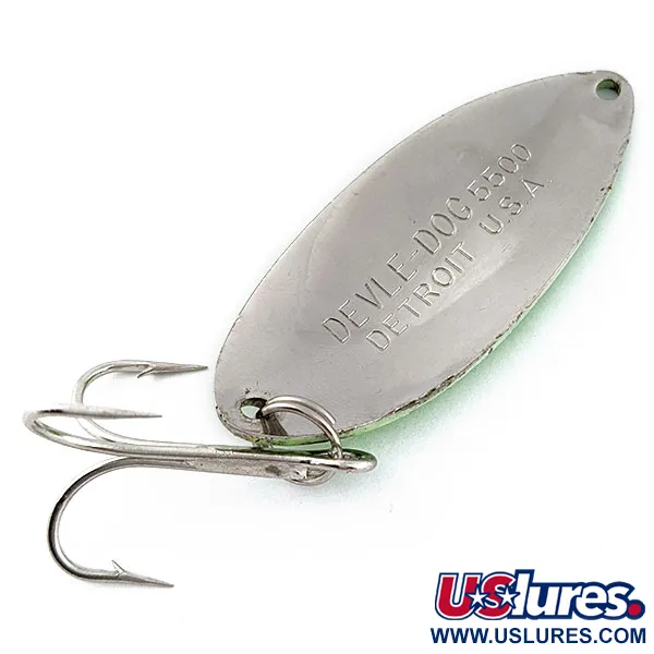 Vintage  Eppinger Dardevle Devle-Dog 5500, 3/4oz Honeycomb Lime fishing spoon #17730