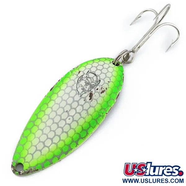 Vintage  Eppinger Dardevle Devle-Dog 5500, 3/4oz Honeycomb Lime fishing spoon #17730