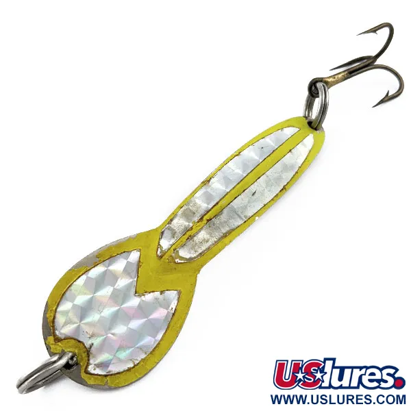 Vintage   Glen Evans Loco 4, 3/4oz Nickel/yellow fishing spoon #17776