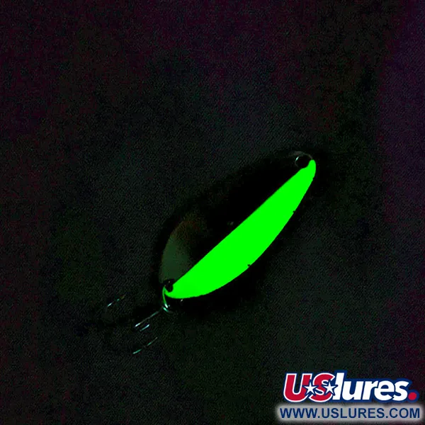 Vintage   Acme Little Cleo UV, 1/4oz Nickel/ green -UV glows fishing spoon #17795