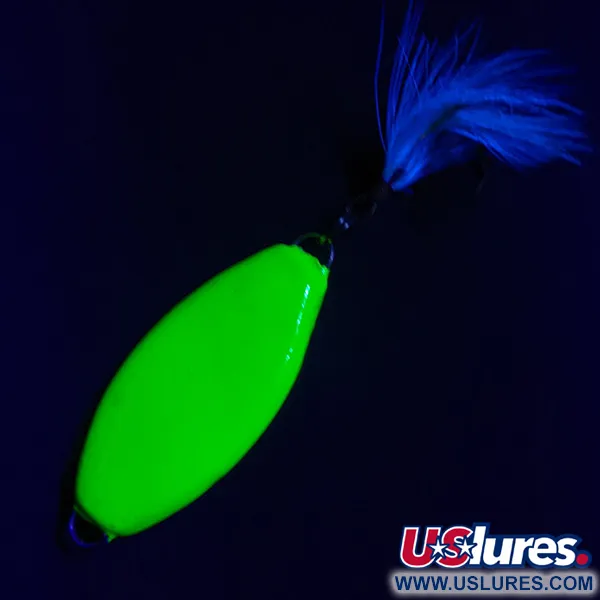 Vintage   Worth UV, 1oz Chartreuse fishing spoon #17857