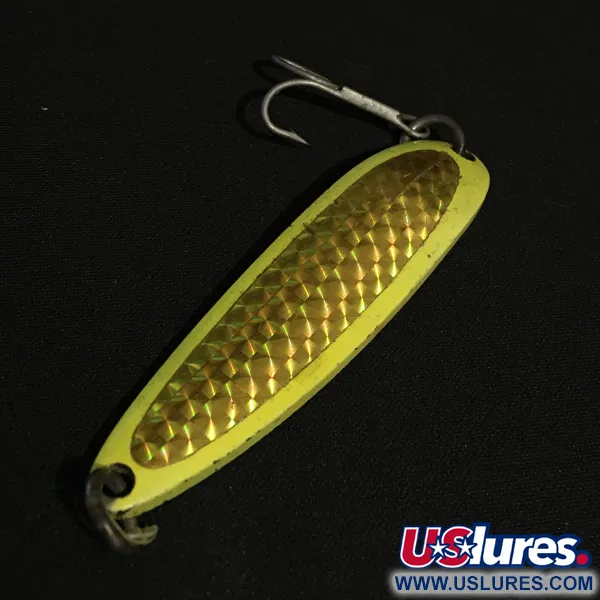 Vintage  Luhr Jensen Krocodile #4, 2/3oz Yellow fishing spoon #17860