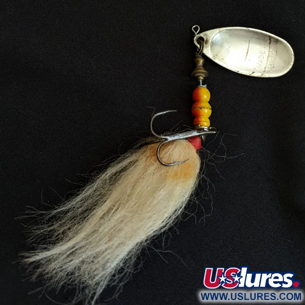 Vintage   Mepps Aglia 4 Dressed, 1/3oz Silver spinning lure #17911