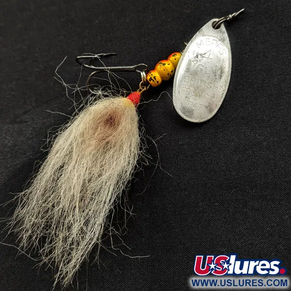Vintage   Mepps Aglia 4 Dressed, 1/3oz Silver spinning lure #17912
