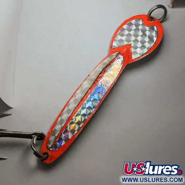 Vintage   Glen Evans Loco 5, 1oz Nickel/Red fishing spoon #17923