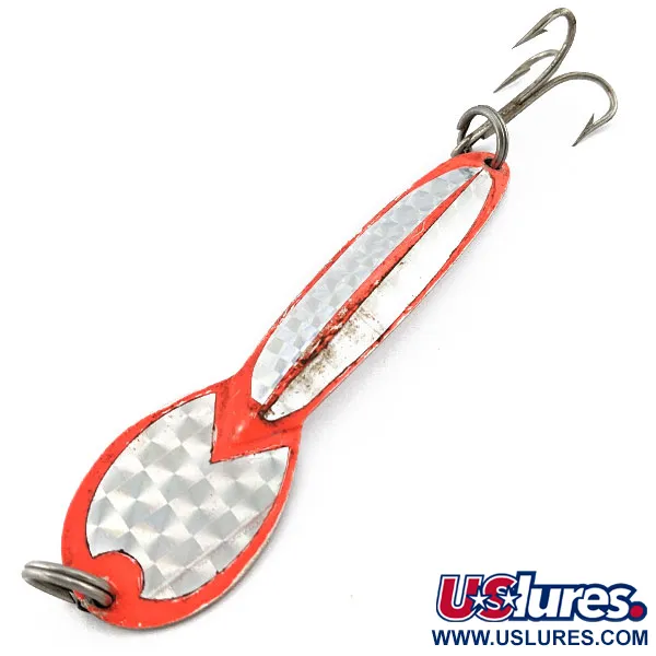 Vintage   Glen Evans Loco 5, 1oz Nickel/Red fishing spoon #17923