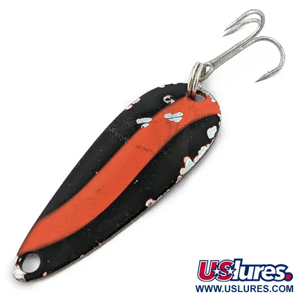 Vintage   Worth Chippewa Steel Spoon, 3/16oz Black/Red/Nickel fishing spoon #17927