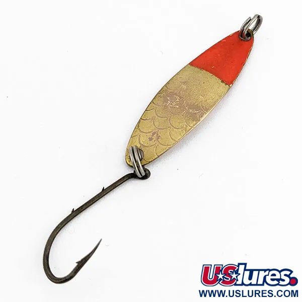 Vintage  Luhr Jensen Needlefish 1, 1/16oz Gold/red fishing spoon #17954