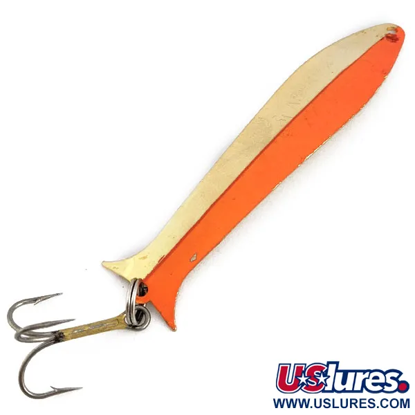 Vintage   Acme Flash-King Wobbler, 1/4oz Gold/orange fishing spoon #17956