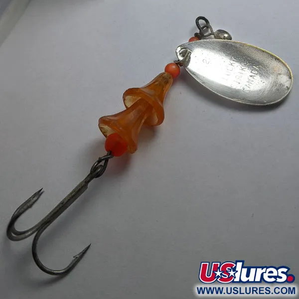 Vintage   Lucky Strike Coffe Spoon, 3/16oz Nickel/Red spinning lure #17977