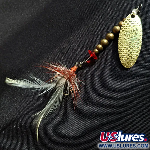 Vintage  Renosky Lures Swiss Swing 5, 1/4oz Brass spinning lure #17988