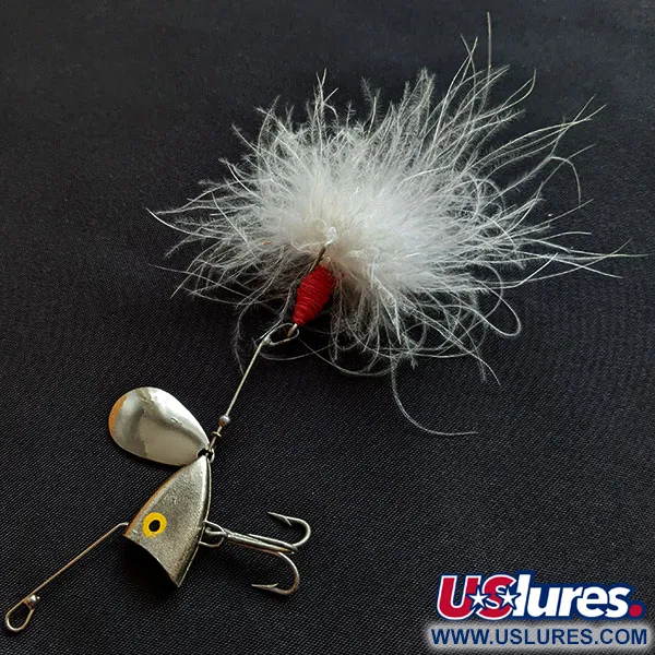 Vintage   Uncle Josh Marabou Spinrite, 1/3oz Nickel fishing spoon #18051