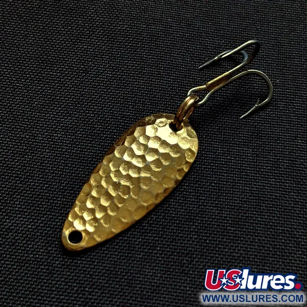 Vintage  Acme Wonderlure, 1/32oz hammered gold fishing spoon #18091