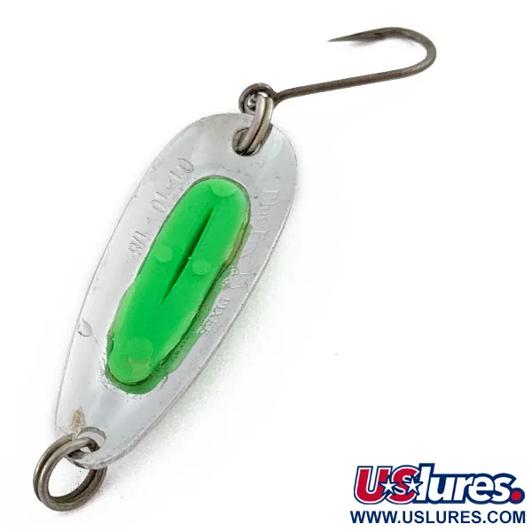 Vintage   Blue Fox Pixee, 1/8oz nickel/green UV fishing spoon #18098