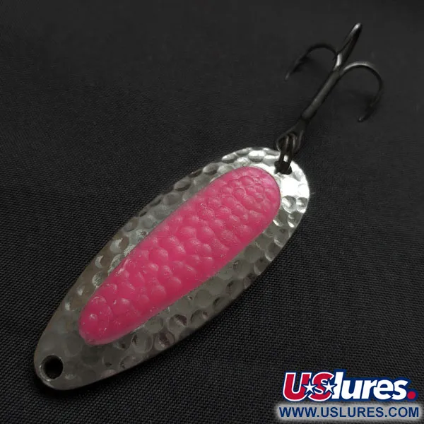Vintage   Nebco Pixee, 1/2oz nickel/pink fishing spoon #18104