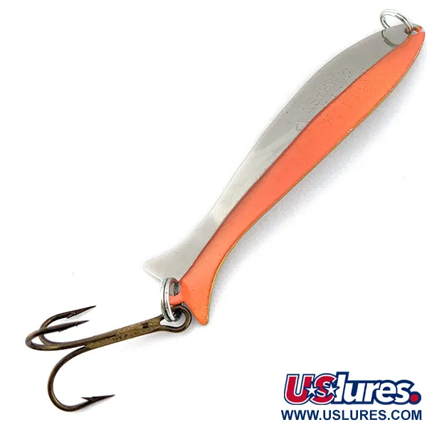 Vintage   Acme Flash-King Wobbler, 3/16oz nickel/orange fishing spoon #18144