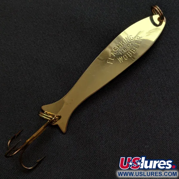 Vintage   Acme Flash-King Wobbler, 3/16oz gold fishing spoon #18145