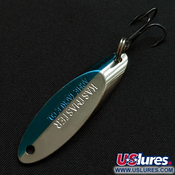 Vintage  Acme Kastmaster, 1/4oz nickel/blue fishing spoon #18165