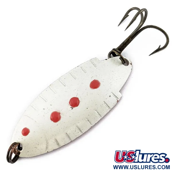 Vintage   ​Thomas Buoyant, 1/4oz Pearl/red fishing spoon #18194