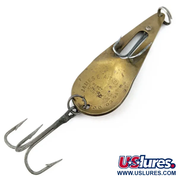 Vintage   James Aitken Muskielure , 1/2oz brass fishing spoon #18197
