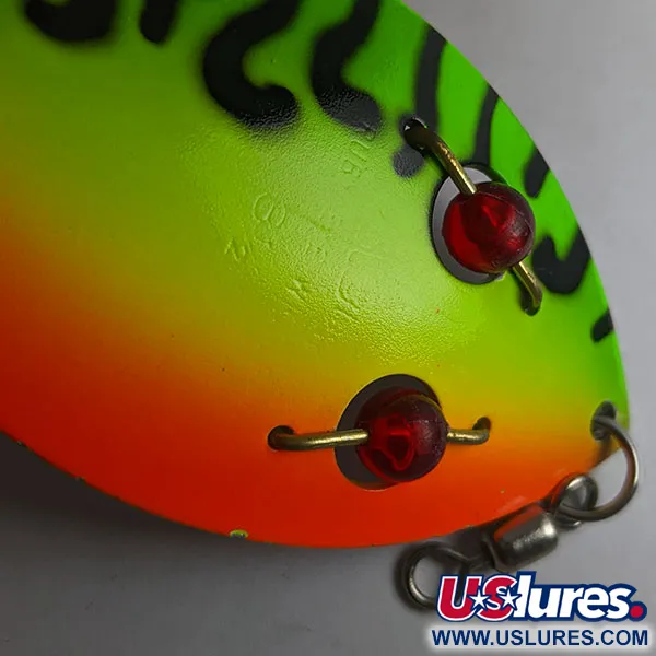 Vintage   Gibbs Ruby Eye Wiggler UV, 1 1/4oz fire tiger fishing spoon #18217