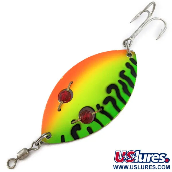 Vintage   Gibbs Ruby Eye Wiggler UV, 1 1/4oz fire tiger fishing spoon #18217