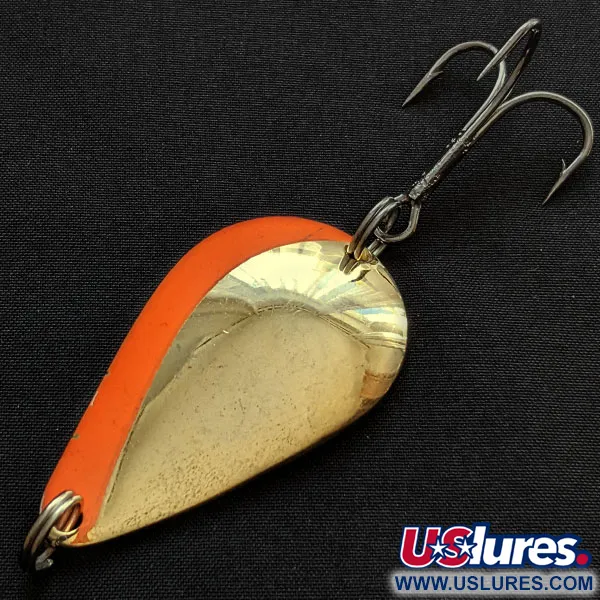 Vintage  Acme K.O. Wobbler, 3/4oz orange/gold fishing spoon #18251