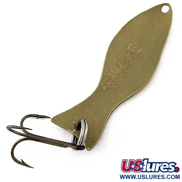 Vintage   Al's gold fish, 3/5oz brass fishing spoon #18252